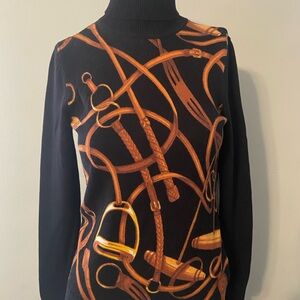 Lauren Ralph Lauren Black and Brown Turtleneck Sweater